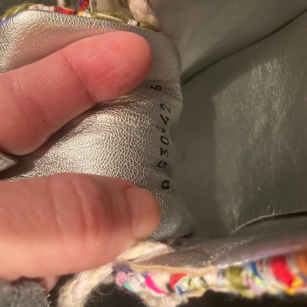 CHANEL Multicolor Tweed Trims Gold Authentic Runway Lace up Sneakers Size 36 - Picture 7 of 8